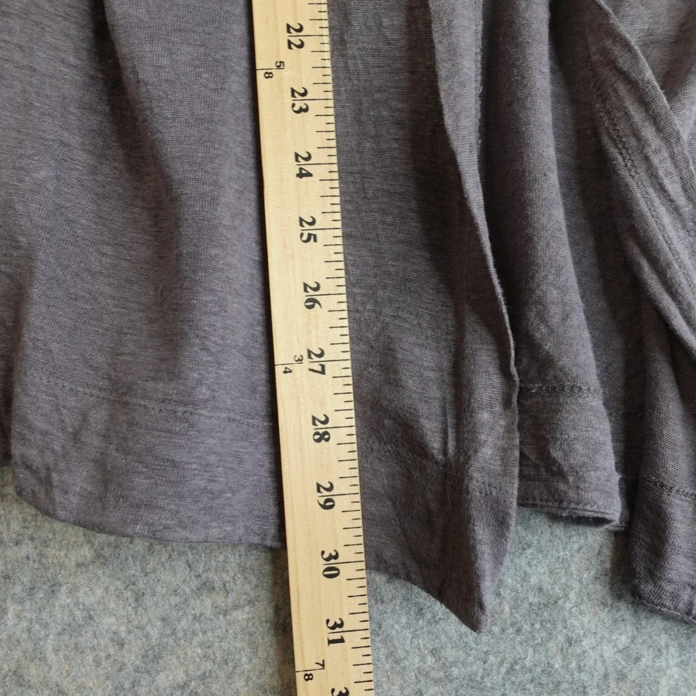 Tahari 100% Linen Open Front Hooded Cardigan Womens M Gray Beachy Light Cover Up